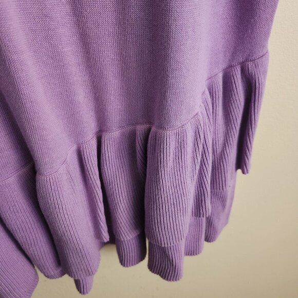 Isaac Mizrahi Purple Elbow Sleeve Double Peplum Hem Tunic Sweater Size XL - Picture 3 of 5
